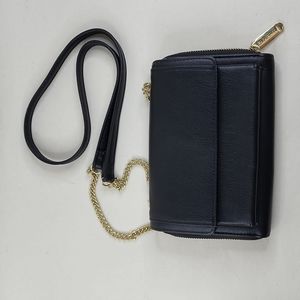 Enzo Angiolini Black & Gold Crossbody Zipper Purse